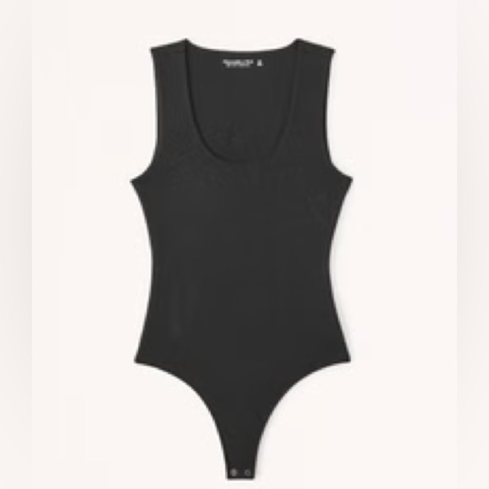 Abercrombie Cotton Seamless Fabric Scoopneck Bodysuit (Black, XS)